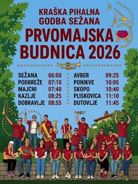Prvomajska budnica - razpored, Vir: Kraška pihalna godba Sežana