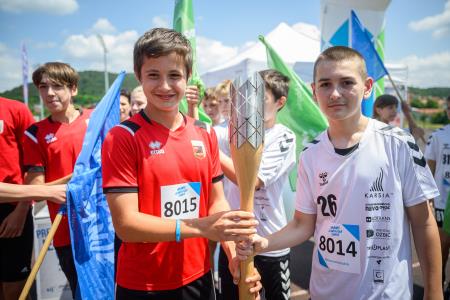 Sprejem olimpijske bakle v Sežani; Vir: Gibam KRASno