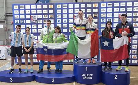 Podelitev medalj na Svetovnem prvenstvu v balinanju Macon 2025, Vir: BZS