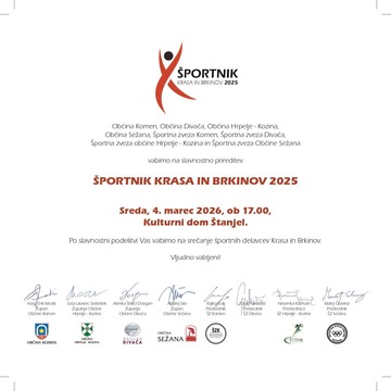 Vabilo športnik Krasa in Brkinov; Vir: Zavod ŠTIP